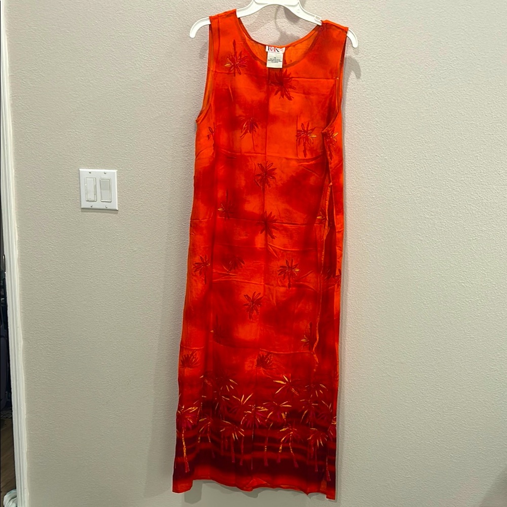 Vibrant Orange Dress with Pink Accents
